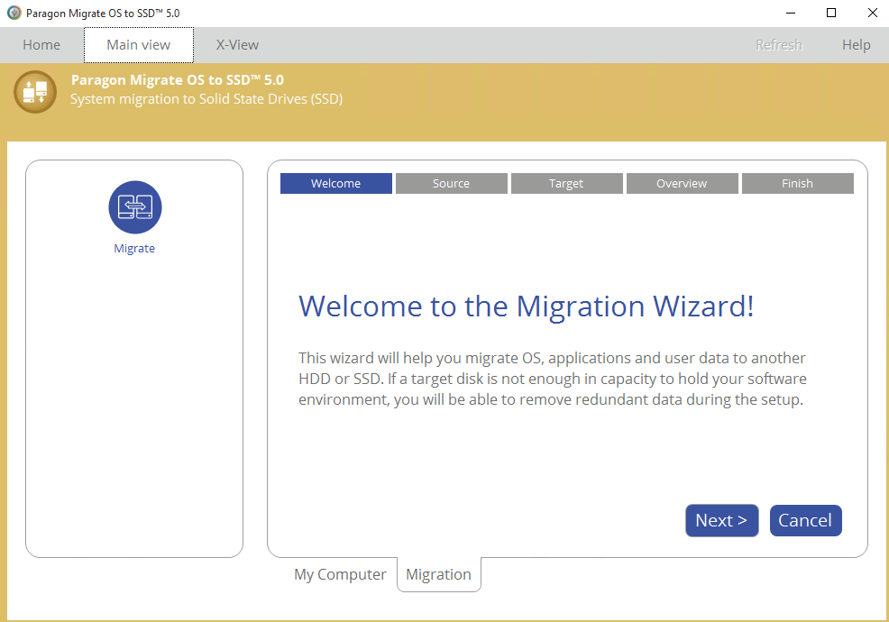 paragon migrate os to ssd free trial